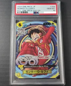 PSA 10 Monkey D. Luffy OP07-109 SR 2024 Foil PCC One Piece Day 24 Promo JP - Image 1
