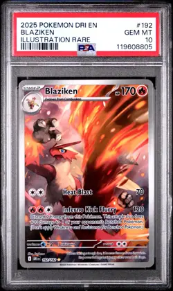 2025 POKEMON DRI EN-DESTINED RIVALS ILLUSTRATION RARE #192 BLAZIKEN PSA 10 - Image 1