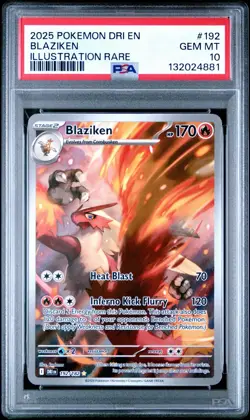 2025 POKEMON DRI EN-DESTINED RIVALS ILLUSTRATION RARE #192 BLAZIKEN PSA 10 - Image 1