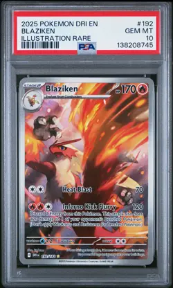 2025 POKEMON DRI EN-DESTINED RIVALS ILLUSTRATION RARE #192 BLAZIKEN PSA 10 - Image 1