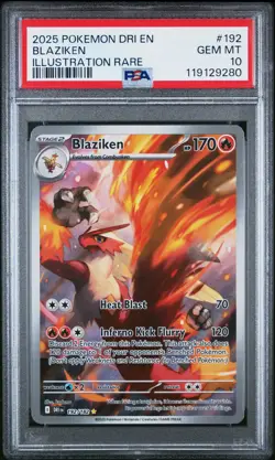 2025 POKEMON DRI EN-DESTINED RIVALS ILLUSTRATION RARE #192 BLAZIKEN PSA 10 - Image 1