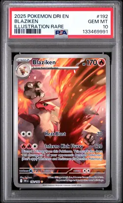 2025 POKEMON DRI EN-DESTINED RIVALS ILLUSTRATION RARE #192 BLAZIKEN PSA 10 - Image 1