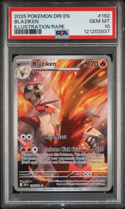2025 POKEMON DRI EN-DESTINED RIVALS ILLUSTRATION RARE #192 BLAZIKEN PSA 10 - Image 1
