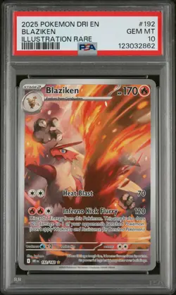 2025 POKEMON DRI EN-DESTINED RIVALS ILLUSTRATION RARE #192 BLAZIKEN PSA 10 - Image 1
