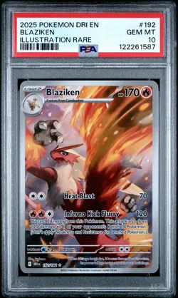 2025 POKEMON DRI EN-DESTINED RIVALS ILLUSTRATION RARE #192 BLAZIKEN PSA 10 - Image 1