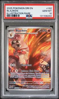 2025 POKEMON DRI EN-DESTINED RIVALS ILLUSTRATION RARE #192 BLAZIKEN PSA 10 - Image 1