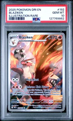 2025 Pokemon Destined Rivals Dri En Blaziken Illustration Rare #192 PSA 10 Gem - Image 1