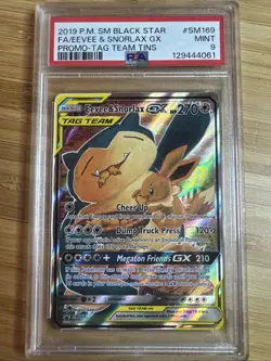 Eevee & Snorlax GX - SM169 - 2019 Pokemon Sun and Moon - Tag Team Tins - PSA 9 - Image 1