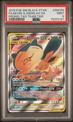 PSA 9 Eevee & Snorlax GX SM169 Tag Team Promo Sun & Moon English Pokemon | Mint - Image 1