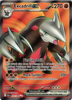 Pokemon TCG SV10.5 Scarlet & Violet Black Bolt 160/086 Excadrill Ultra Rare NM - Image 1
