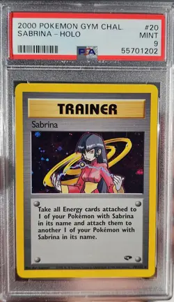 PSA 9 Sabrina Holo Gym Challenge 20/132 Mint Pokemon Card 2000 - Image 1