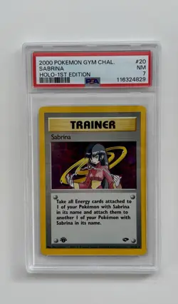 PSA 7 NM Pokemon Sabrina 20/132 Holo 1st Edition Gym Challenge 2000 FRESH GRADE - Image 1