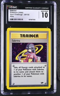 CGC 10 GEM MINT Sabrina 2000 Gym Challenge 20/132 Holo SWIRL Pokemon Card - Image 1