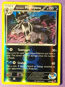 Pokemon TCG Card 2015 Double Crisis - Team Aqua's Mightyena 18/34 Reverse Holo - Image 1