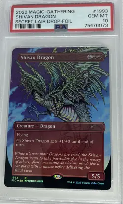 2022 MTG SECRET LAIR DROP FOIL #1993 SHIVAN DRAGON PSA 10 - GEM MINT - Rare - Image 1