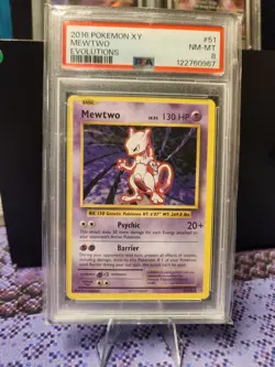 Pokemon Mewtwo PSA 8 TCG Card 51/108 Rare XY Evolutions 2016 NM Condition - Image 1