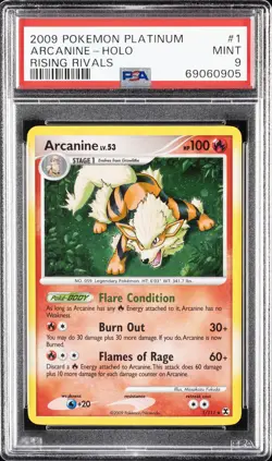 2009 POKEMON PLATINUM RISING RIVALS #1 ARCANINE-HOLO PSA 9 - Image 1