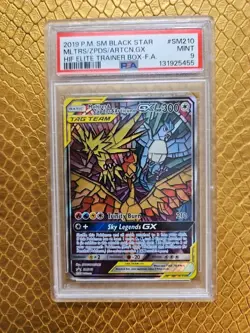 PSA 9 Mint 2019 Pokemon Hidden Fates MOLTRES ZAPDOS ARTICUNO GX SM210 - Image 1