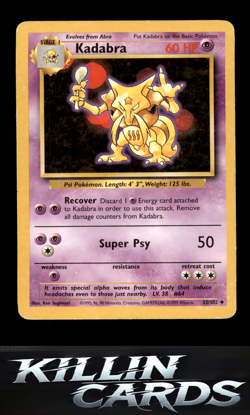 Kadabra 032/102 Uncommon Base Set Pokemon Card MP - Image 1