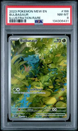 2023 Pokemon Scarlet & Violet 151 Bulbasaur Illustration Rare PSA 8 #166/165 - Image 1