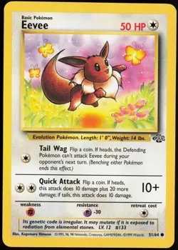 1999 Pokemon Jungle Unlimited Eevee /64 Common #51 NM - Image 1