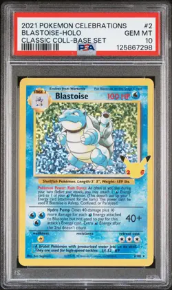 2021 Pokemon Celebrations Blastoise Holo 2/102 Classic Coll Base Set PSA 10 (298 - Image 1