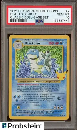 2021 Pokemon Celebrations Classic Coll Base Set #2 Blastoise - Holo PSA 10 - Image 1