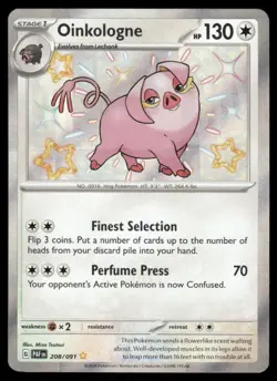 Pokemon Cards Oinkologne 208/091 Paldean Fates Shiny Rare LP - Image 1