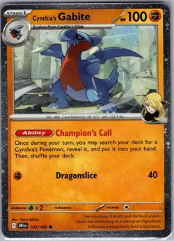 Cynthia's Gabite (Cosmos Holo) 103/182 Holo - Pokemon Card - NM - Image 1