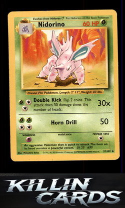 Nidorino 037/102 Pokemon Uncommon Base Set Card LP - Image 1