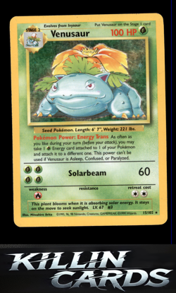 Venusaur 015/102 Pokemon Holo Rare Base Set Card MP - Image 1