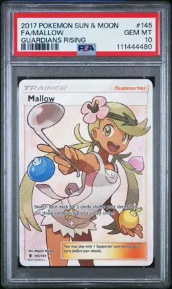2017 POKEMON SUN & MOON GUARDIANS RISING #145 FULL ART/MALLOW PSA 10 - Image 1