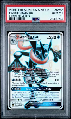 PSA 10 Gem Mint - Greninja GX #SV56/SV94 - Hidden Fates Full Art Shiny Pokemon - Image 1