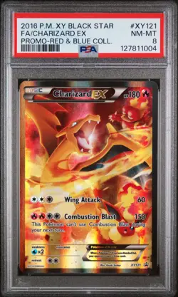 Pokemon XY Black Star FA Charizard EX Promo - Red & Blue Coll. XY121 PSA 8 NM-MT - Image 1