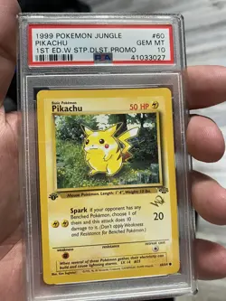 Pikachu GOLD W STAMP Duelist Promo Jungle 1st Edition 60/64 PSA 10 WOTC - Image 1