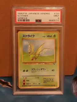 Pokemon PSA 9 MINT Scyther 1998 Vending Series 3 Japanese Promo Card - Image 1