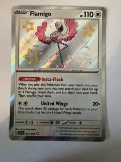 Flamingo 211/091 Shiny Rare Holo Paldean Fates Pokemon TCG Card MINT - Image 1