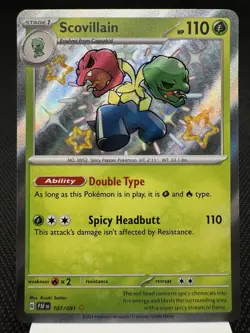 Scovillain 107/091 - Shiny Holo Rare - Paldean Fates Pokemon Card MINT - Image 1