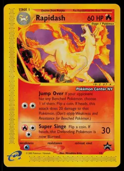 Pokemon Card Rapidash Black Star Promo #51 WOTC English - NM/Mint PSA Worthy - Image 1