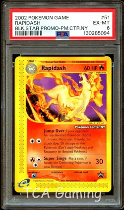 PSA 6 EX-NM Rapidash 51 WOTC Black Star PROMO Pokemon CENTER NY Card 094 - Image 1