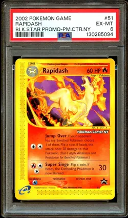 PSA 6 EX-NM Rapidash 51 WOTC Black Star PROMO Pokemon CENTER NY Card 094 - Image 2