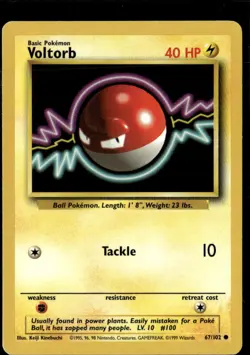Pokemon Voltorb 67/102 Base Set Non Holo Common 2 Card Lot LP - Image 1