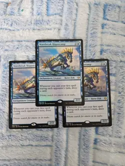 X3 Wavebreak Hippocamp Theros Beyond Death Magic the Gathering (2) Reg (1) Foil - Image 1