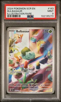 Pokemon Stellar Crown - BULBASAUR - ILLUSTRATION RARE - 143/142 - PSA 9 - Image 1