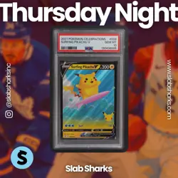 2021 POKEMON SWORD & SHIELD CELEBRATIONS #008/025 SURFING PIKACHU V PSA 10 - Image 1