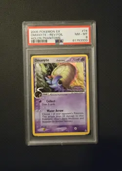 2006 Pokemon TCG - Holon Phantoms Omanyte 74/110 Reverse Holo Foil - NM/MT PSA 8 - Image 1