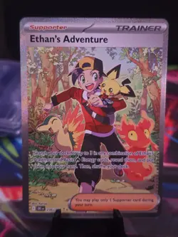 Pokemon TCG Destined Rivals Ethan's Adventure Full Art Trainer Card 236/182 - Image 1