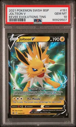 2021 POKEMON SWSH BLACK STAR PROMO EEVEE EVOLUTIONS TINS #151 JOLTEON V PSA 10 - Image 1