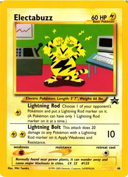 Pokemon TCG Electabuzz Black Star Promo Card 46 Wizards of the Coast NM - Image 1