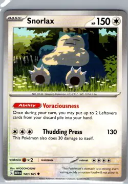 Snorlax 143/165 Non Holo SV: Scarlet & Violet 151 - Pokemon Card - NM - Image 1